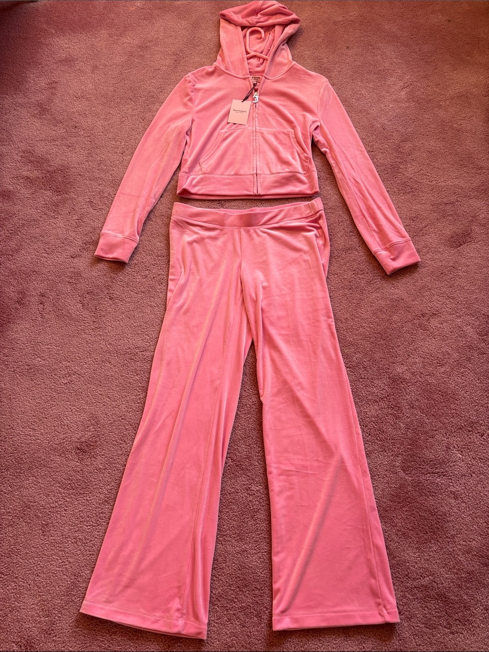 Juicy Couture Pink “Hot Hot” Velour Zip Hoodie with 'J' Pull Size Medium